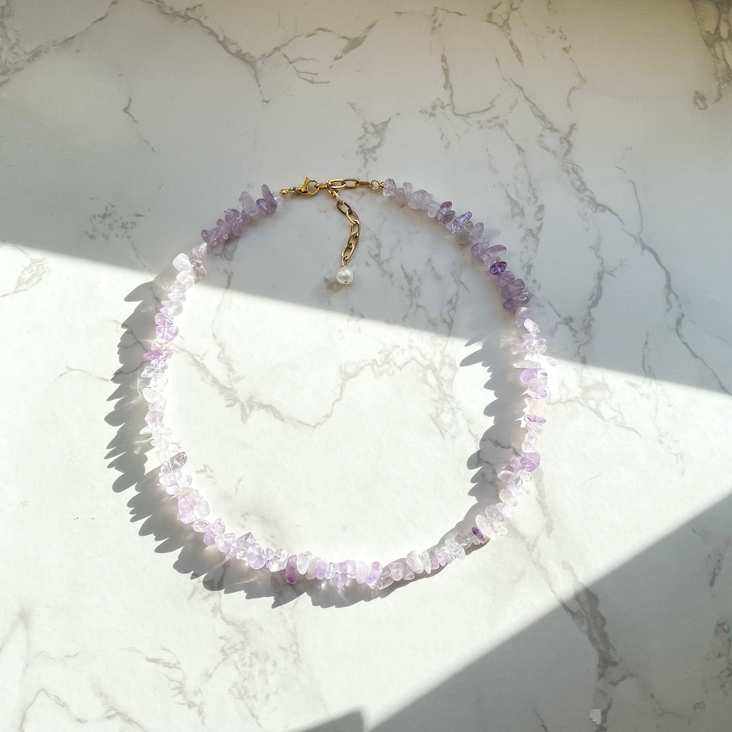 Lila Edelsteinkette aus flieder Amethyst