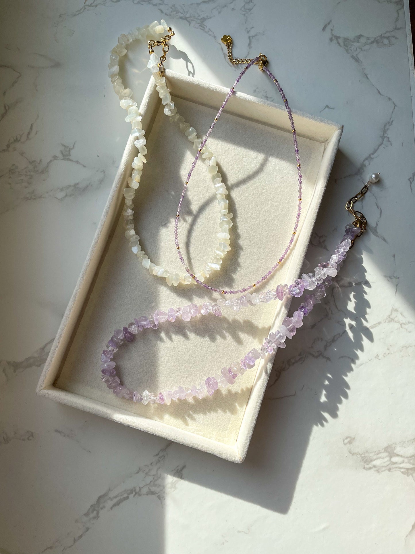 Lila Edelsteinkette aus flieder Amethyst
