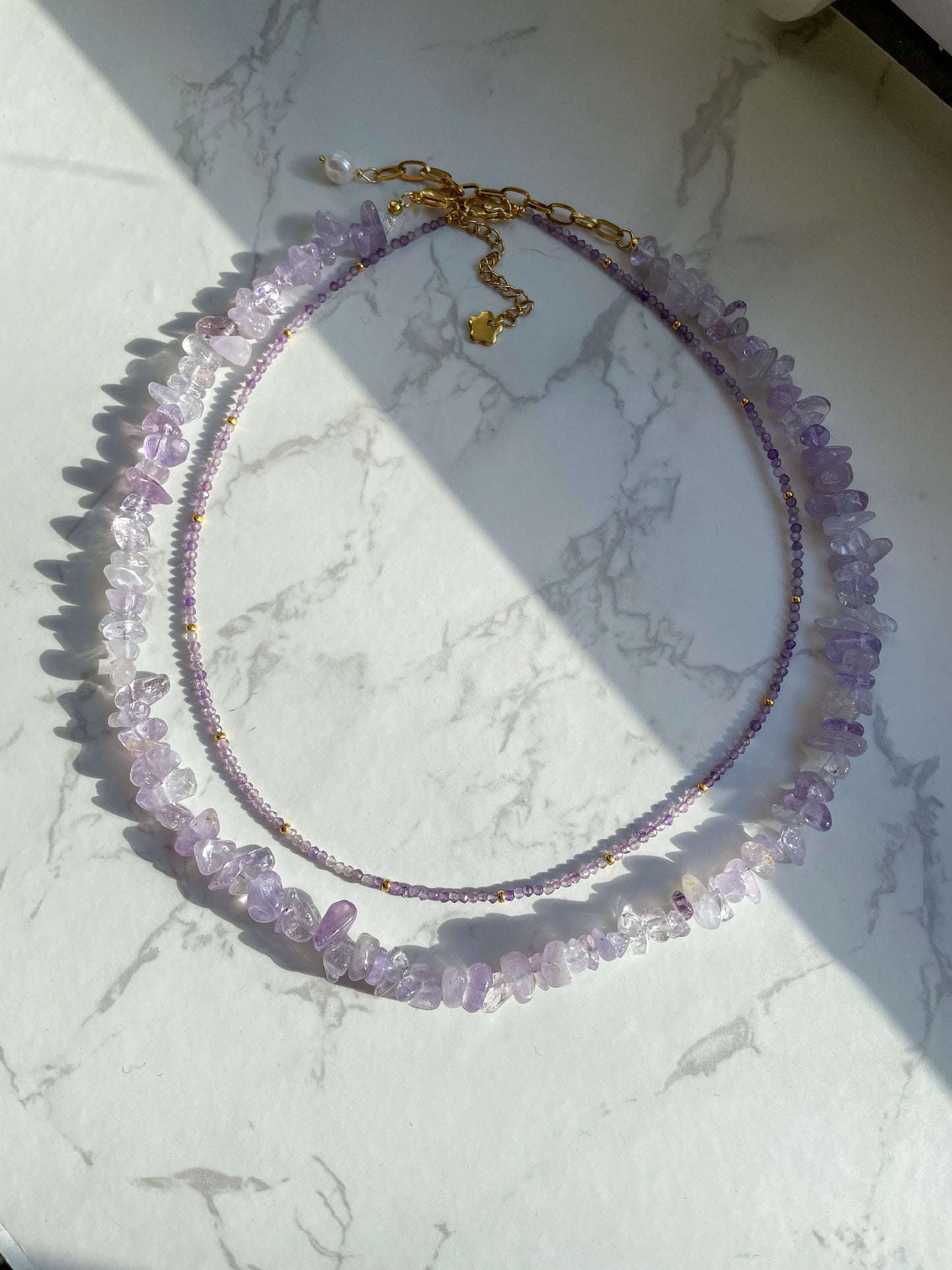 Lila Edelsteinkette aus flieder Amethyst